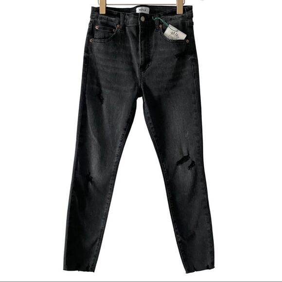 NWT Pistola Aline Highrise Skinny Distressed Jeans Nero 28 - Picture 4 of 14